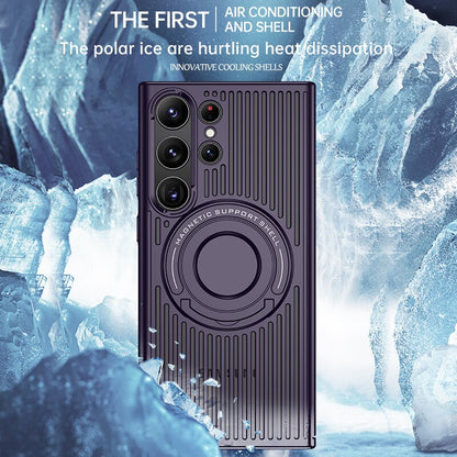 Samsung S23 Ultra Case Skeleton Cooling With Stand Shockproof Fingerprint Resistant Magnetic Phone Cover For Galaxy S23plus