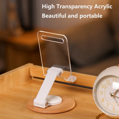 Foldable Tablet Mobile Phone Desktop Acrylic Stand For iPad iPhone Samsung Desk Holder Adjustable Wood Bracket Smartphone Stands