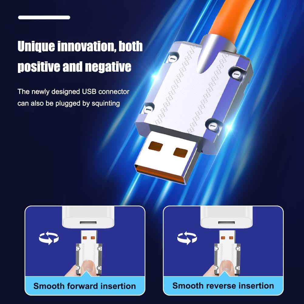 180° Rotatable  Super Fast Charging Cable Usb To Typec Cable Liquid Silicone Cable For IPhone Huawei 1M/1.5M