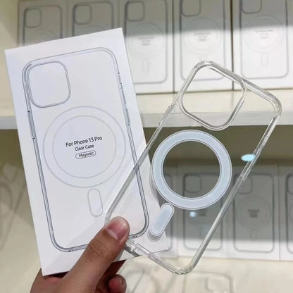 Hard Crystal Original Magnectic Case For iPhone 13 12 11 14 15Pro Max XSMAX XR XS SE 7 8Plus For Magsafe Wireless Charging Cover