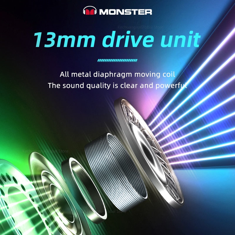 Monster XKT10 Bluetooth Earphones Wireless Headphones Gamer Headset Waterproof TWS Noise Reduction With Microphone Sports Earbud