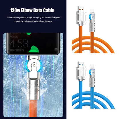 180° Rotatable  Super Fast Charging Cable Usb To Typec Cable Liquid Silicone Cable For IPhone Huawei 1M/1.5M