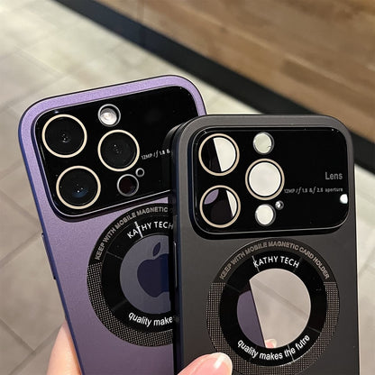 Lens Protection Integrated Magnetic Phone Case for iPhone 13ProMax 12 14 Pro Max Plus Fashion Logo Hole Magsafing PC Hard Cover