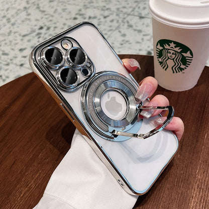 For iPhone 14 Pro Max Invisible Bracket Magsafe Case For iPhone 14 13 12 11 Pro Max Magnetic Stand Holder Plating Soft Cover