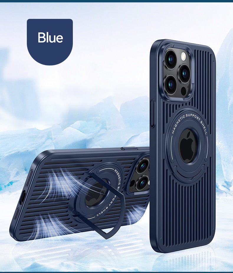 Heat Dissipation Case For Magsafe Magnetic Wireless Charging Shockproof Hard Stand Cover For iPhone 14 Pro Max 13 12