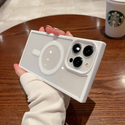 Luxury Magsafe Wireless Charge Transparent Case For iPhone 14 13 12 11 Pro Max Plus Square Magnetic Bumper Clear Cases Cover