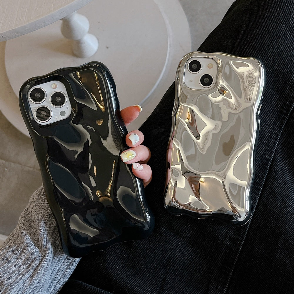 Qianliyao 3D Pyrolite Pattern Phone Case For iPhone 14 13 12 11 Pro Max 14promax Luxury Silver Black Soft Shockproof Back Cover