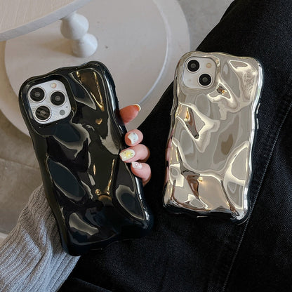 Qianliyao 3D Pyrolite Pattern Phone Case For iPhone 14 13 12 11 Pro Max 14promax Luxury Silver Black Soft Shockproof Back Cover