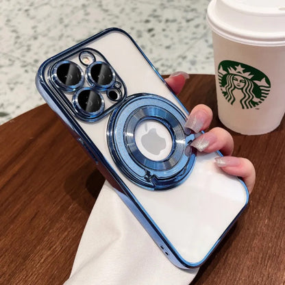 For iPhone 14 Pro Max Invisible Bracket Magsafe Case For iPhone 14 13 12 11 Pro Max Magnetic Stand Holder Plating Soft Cover