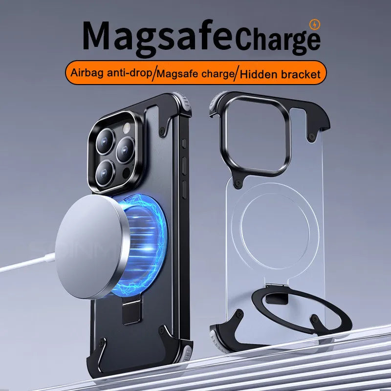Magnetic Metal Bumper Case For iPhone 15 14 13 Pro Max Cover Magsafe Aluminum Frame Shockproof Cover For iPone 15 Pro Magsafing
