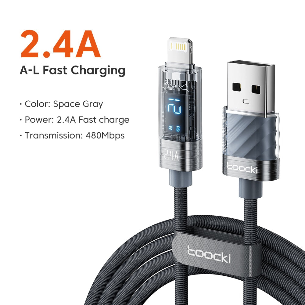 Toocki USB Cable For iPhone 14 13 12 mini 11 Pro Max Xs Xr X 8 Lighting Fast Charge Charger Date Cable For iPad Wire Cord