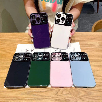Liquid Metal Paint Large Window AG Glass Version Phone Case For IPhone 11 12 13 14 Pro Max Plus With Lens Protection Cover