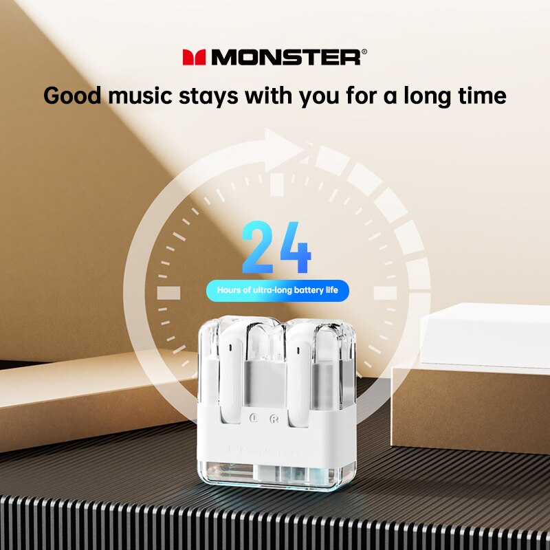 Original Monster XKT12 TWS Earphones Bluetooth 5.3 Wireless Headset HIFI Sound Gaming Earbuds Noise Reduction Headphones