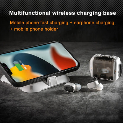 Tws 2023 New Bluetooth Earphone Wireless Charging Earbuds Bluetooth Capsule Mecha Design Headset Desktop Phone Holder Headphones