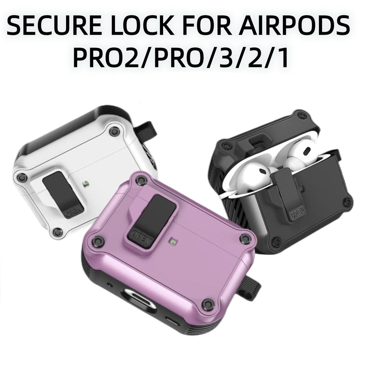 Security Lock Cover for AirPods Pro 2 3 1 Case for AirPods Pro2 Pro 2nd Gen Case Shockproof Cover Air Pods Pro airpods3 Funda