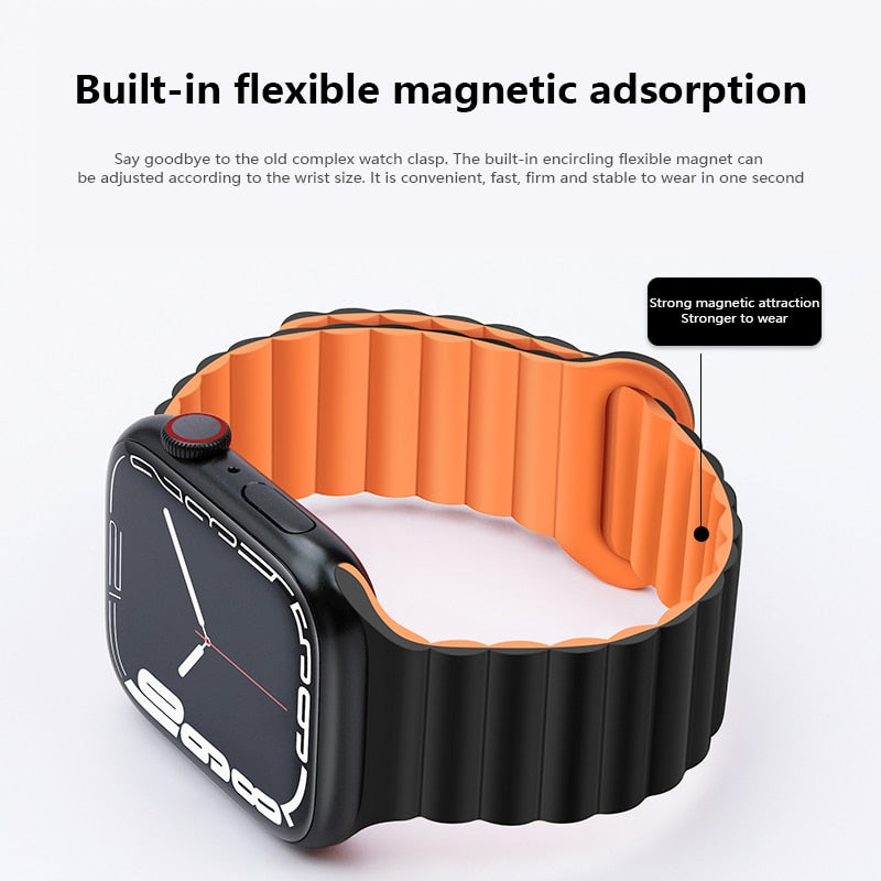Silicone Loop Strap for Apple Watch 8 Ultra 7 6 SE 5 4 3 Magnetic Buckle Bracelets for iWatch Band 49mm 42/44/45mm 38/40/41mm