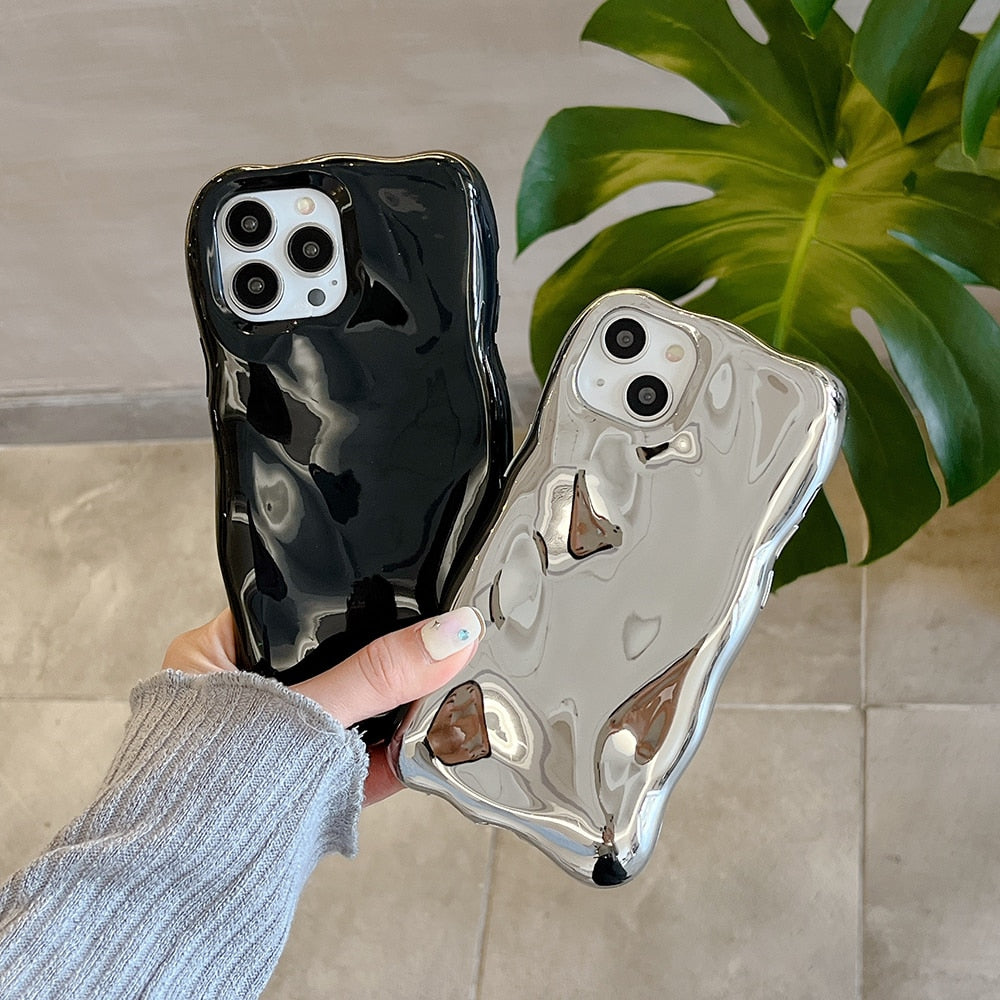 Qianliyao 3D Pyrolite Pattern Phone Case For iPhone 14 13 12 11 Pro Max 14promax Luxury Silver Black Soft Shockproof Back Cover
