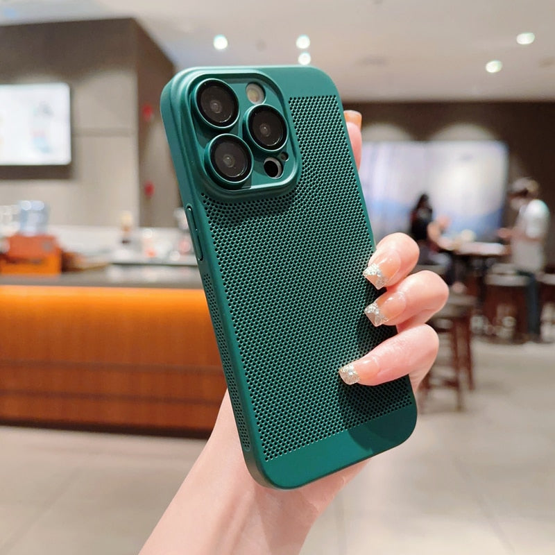 Candy Colors Summer Breathable Mesh Heat Dissipation For iPhone 14 13 12 11 Pro Max Soft Silicone Camera Lens Protector Cover