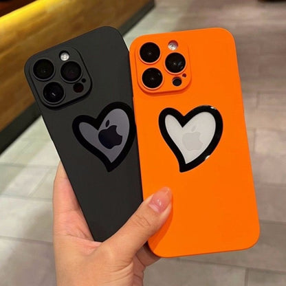 Luxury Heart Logo Hole Phone Case For iPhone 14 Pro Max 14 Plus 13 12 11 Shockroof PC Hard Cover For iPhone 13 With Lens Film