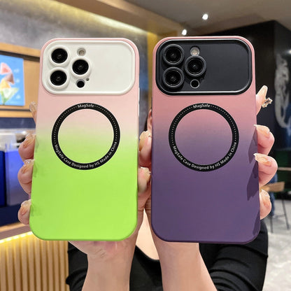 New iPhone 15 Large Window Concept Magnetic Case Suitable for iPhone 11 13 14 Pro Max 14Plus Gradient Color Silicone Soft Case