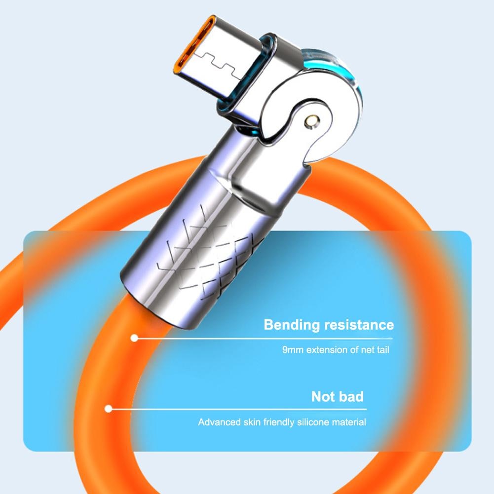 180° Rotatable  Super Fast Charging Cable Usb To Typec Cable Liquid Silicone Cable For IPhone Huawei 1M/1.5M