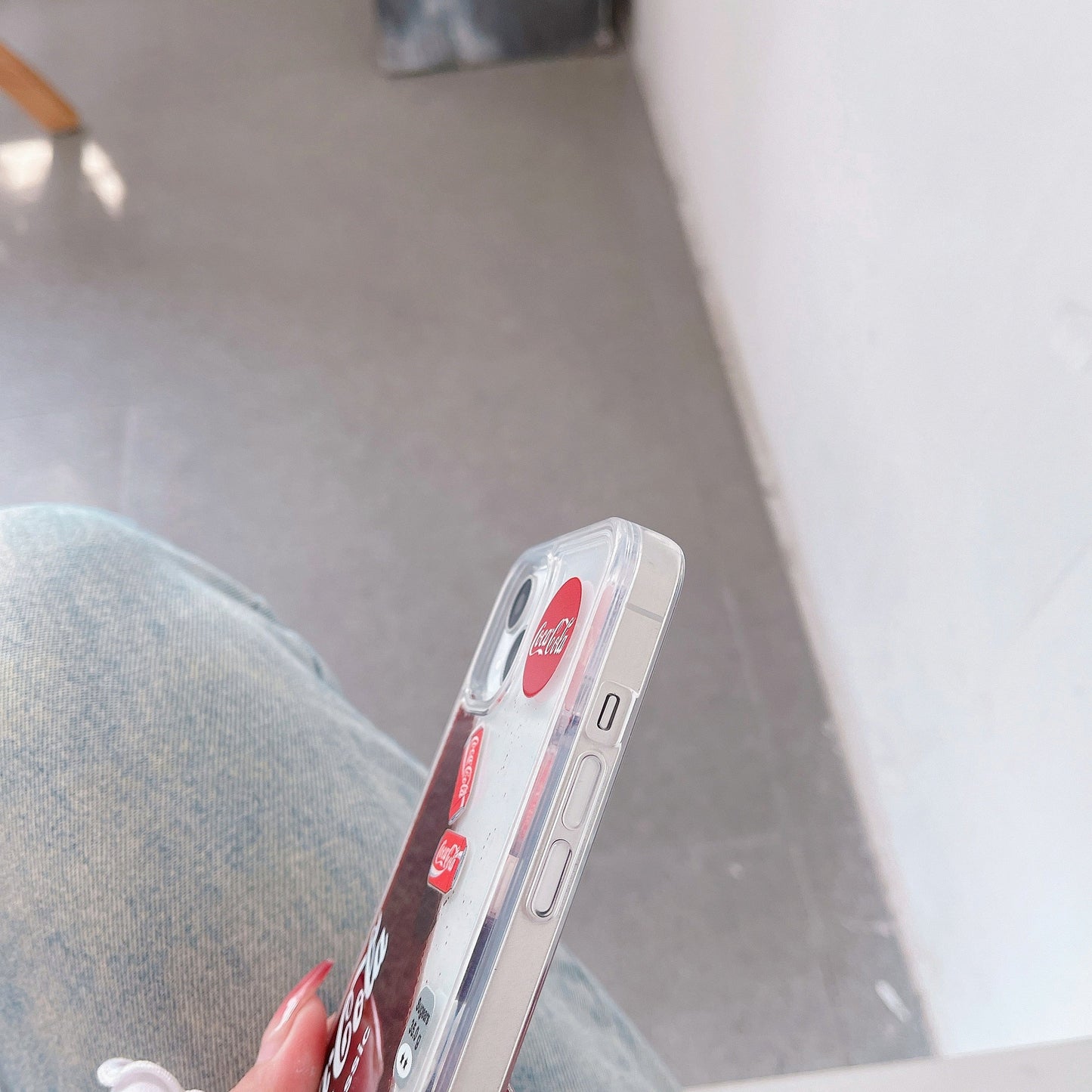 Fashion 3D quicksand cola pattern for iphone 14 14Pro 14Promax 13 13Pro 13Promax 12Pro 11 12 12promax Straight edged Case