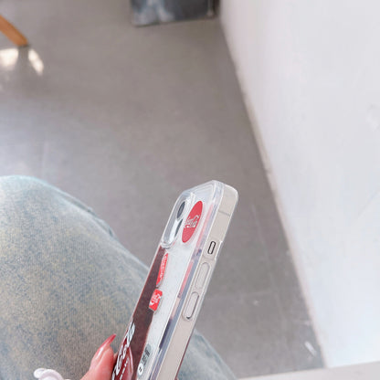 Fashion 3D quicksand cola pattern for iphone 14 14Pro 14Promax 13 13Pro 13Promax 12Pro 11 12 12promax Straight edged Case