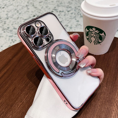 For iPhone 14 Pro Max Invisible Bracket Magsafe Case For iPhone 14 13 12 11 Pro Max Magnetic Stand Holder Plating Soft Cover