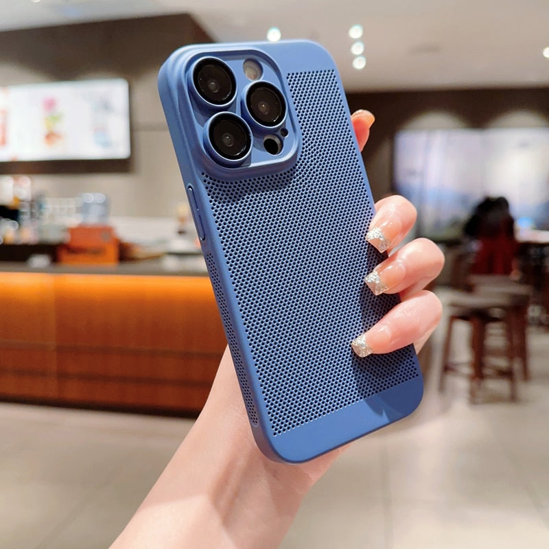 Candy Colors Summer Breathable Mesh Heat Dissipation For iPhone 14 13 12 11 Pro Max Soft Silicone Camera Lens Protector Cover