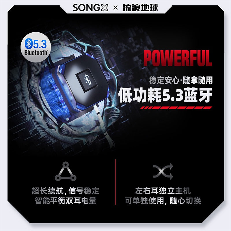 SONGX Wandering Earth Bluetooth 5.3 Earphone Wireless Headset Noise Reduce High Quality For Android & iOS