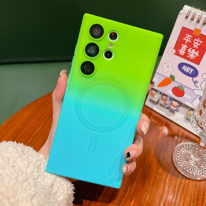 Suitable for Samsung S23ultra Magnetic Mobile Phone Case S21 Two-color Gradient S22ultra Lens Film Drop-proof Protective Cover