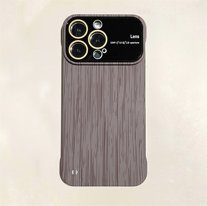 Luxury Frameless for Wood Grain Magnetic Phone Case for iPhone 14 ProMax 12 13 Pro Max Shockproof Lens Protection Slim PC Cover