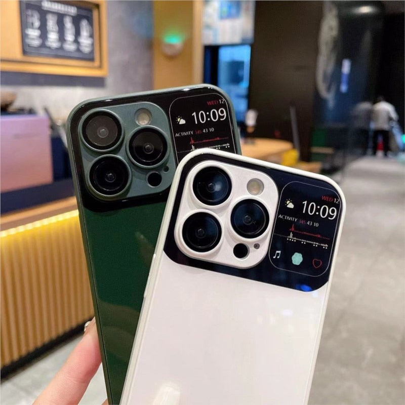 Liquid Metal Paint Large Window AG Glass Version Phone Case For IPhone 11 12 13 14 Pro Max Plus With Lens Protection Cover