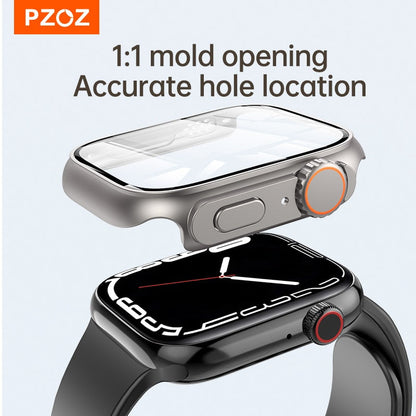 Apple Watch Series 8 & 7 45mm For iWatch 4, 5 & 6 se 44mm Screen Protector Case Hard PC Case with Tempered Glass Accessories