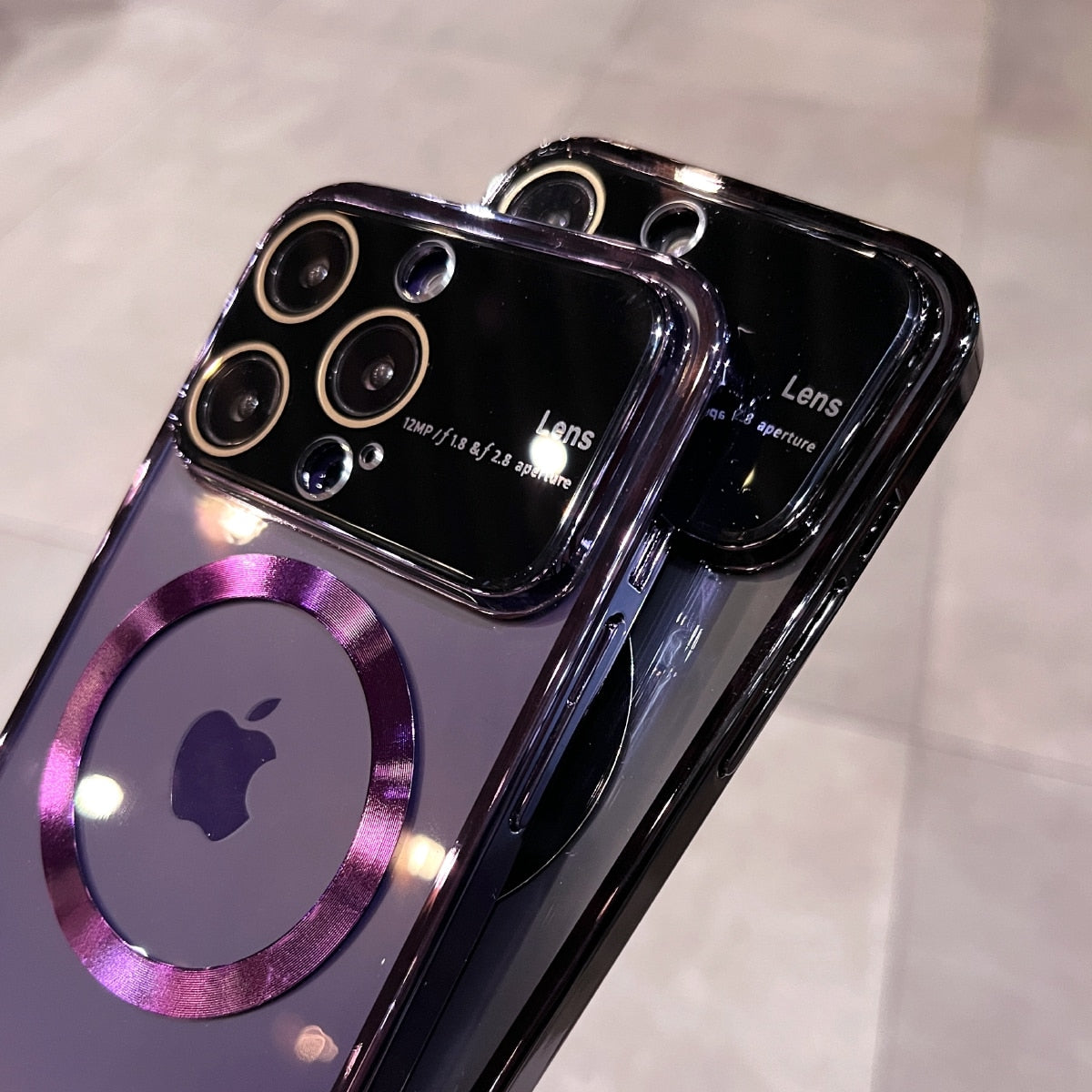 Luxury Plating Transparent Acrylic Magsafe Case for iPhone 12 13 14 Pro Max 14 Plus Full Camera Protection Hard Shockproof Cover