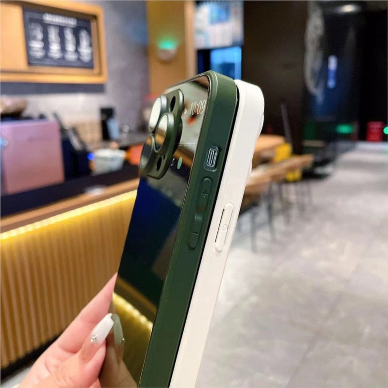 Liquid Metal Paint Large Window AG Glass Version Phone Case For IPhone 11 12 13 14 Pro Max Plus With Lens Protection Cover