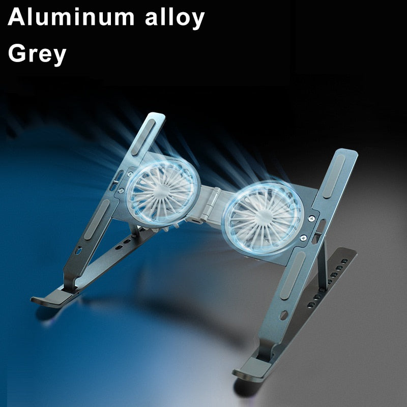Aluminum 17inch Gaming Laptop Cooler 2 Fan Foldable Laptop Cooling Pad Notebook Stand Bracket Holder For Macbook Air Pro iPad