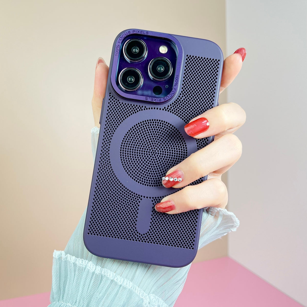Cooling Mesh for Magsafe Case for iPhone 14 Plus 13 Pro Max Wireless Charging Magnetic Shockproof Matte Back Hard Cover