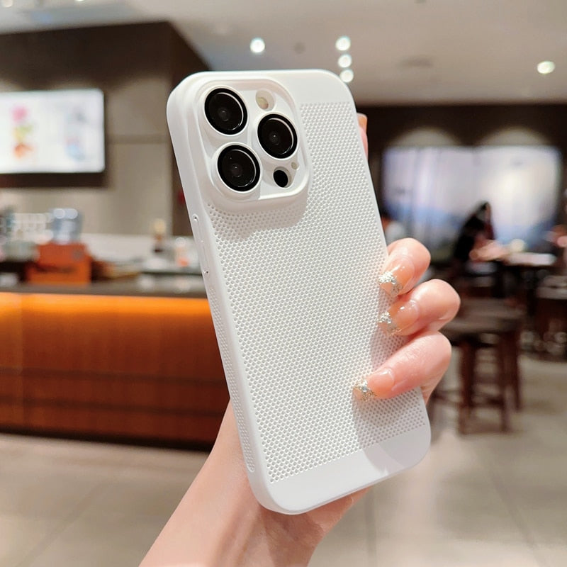 Candy Colors Summer Breathable Mesh Heat Dissipation For iPhone 14 13 12 11 Pro Max Soft Silicone Camera Lens Protector Cover