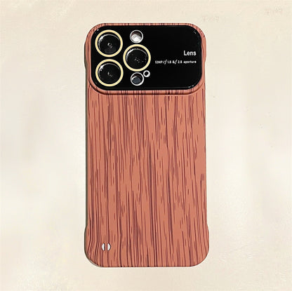 Luxury Frameless for Wood Grain Magnetic Phone Case for iPhone 14 ProMax 12 13 Pro Max Shockproof Lens Protection Slim PC Cover