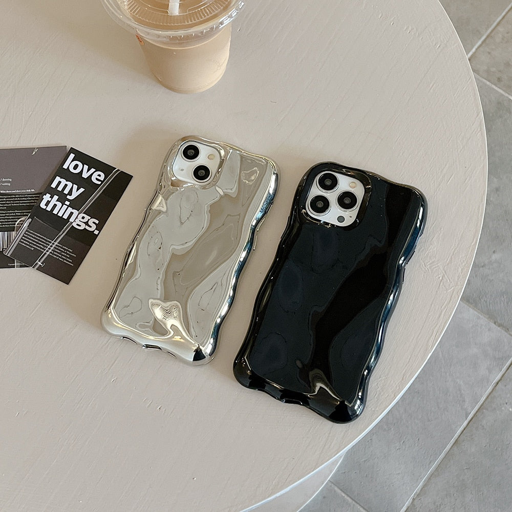 Qianliyao 3D Pyrolite Pattern Phone Case For iPhone 14 13 12 11 Pro Max 14promax Luxury Silver Black Soft Shockproof Back Cover