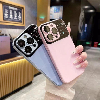 Liquid Metal Paint Large Window AG Glass Version Phone Case For IPhone 11 12 13 14 Pro Max Plus With Lens Protection Cover