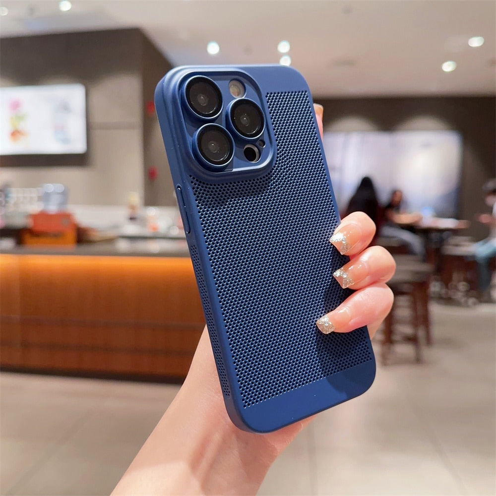 Luxury Heat Radiation Ultra Thin PC Case for iPhone 11 12 13 14 Pro Max 14 7 8 Plus Xr Xs Max X 7 8 SE 2 3 Glass Lens Flim Cover