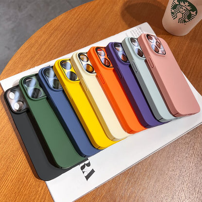 Luxury Camera Lens Glass Full Protection Phone Case For iPhone 12 13 14 Pro Max Shockproof Matte Hard PC Cellphone Funda Cover
