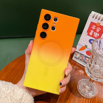Suitable for Samsung S23ultra Magnetic Mobile Phone Case S21 Two-color Gradient S22ultra Lens Film Drop-proof Protective Cover