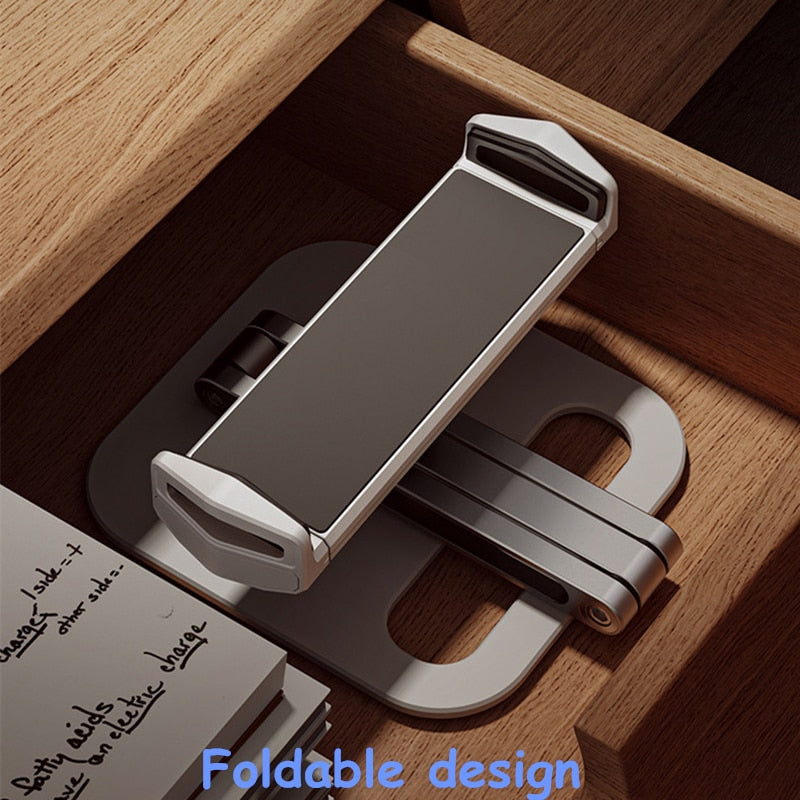 Foldable Tablet Stand Three Shaft Design Multi Angle Adjustable Tablet Support Desktop Aluminum Hands Free Cell Phone Holder