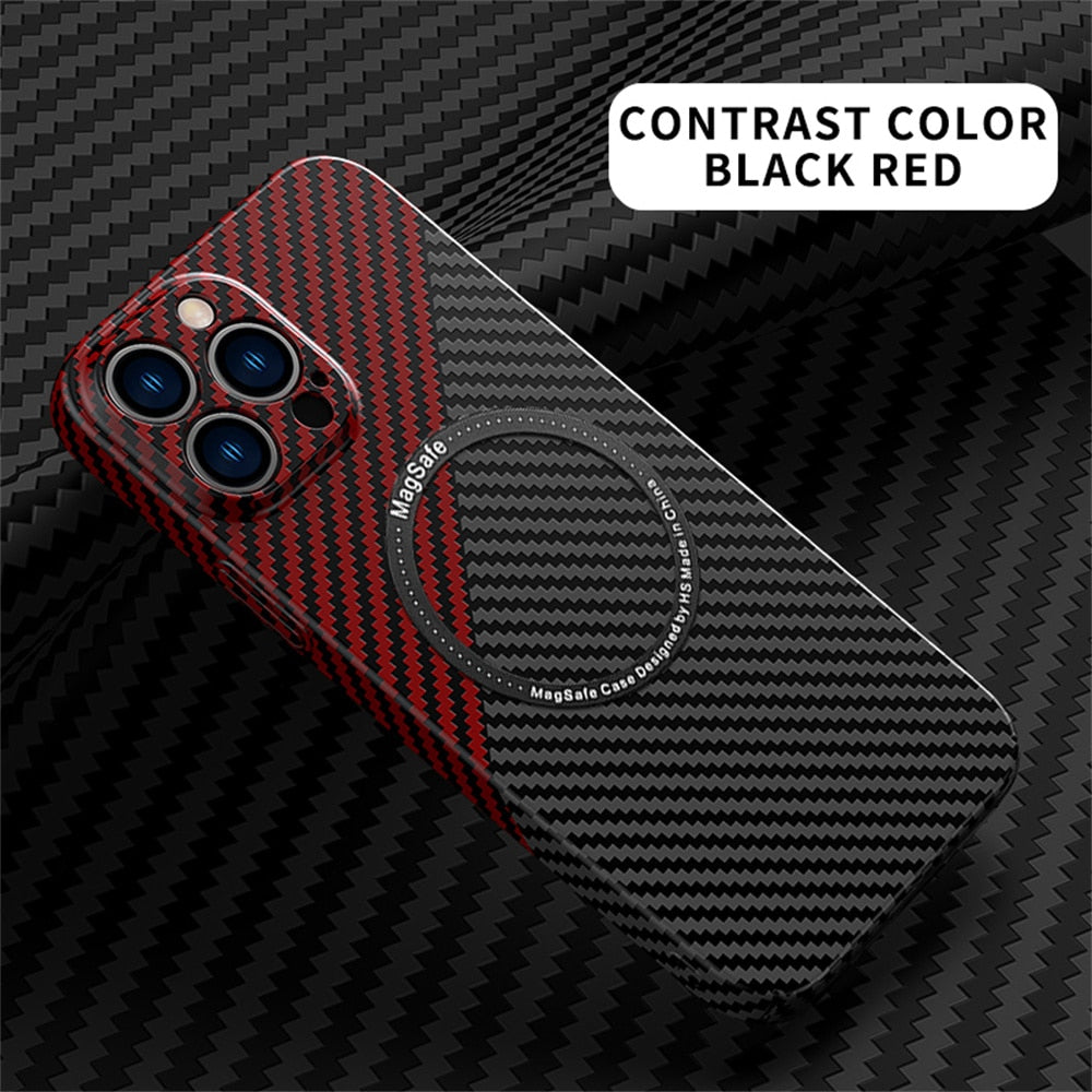 For iPhone 13 Magsafe Case Buesiness Carbon Fiber Slim Matte Hard Magnetic Phone Cases for iPhone 11 12 13 Pro Max 14 Pro Plus