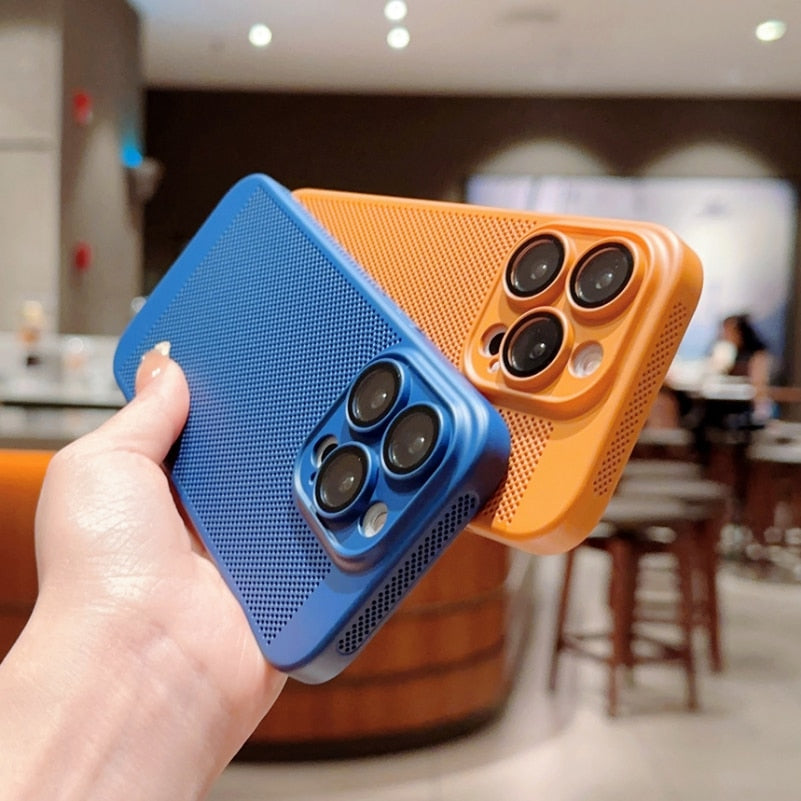 Luxury Heat Radiation Ultra Thin PC Case for iPhone 11 12 13 14 Pro Max 14 7 8 Plus Xr Xs Max X 7 8 SE 2 3 Glass Lens Flim Cover