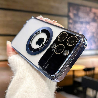 Window Plating Color Purple Blue Black Magnetic Wireless Charging PC Shockproof  Phone Cover For IPhone 12Pro 13 14 Pro Max Case