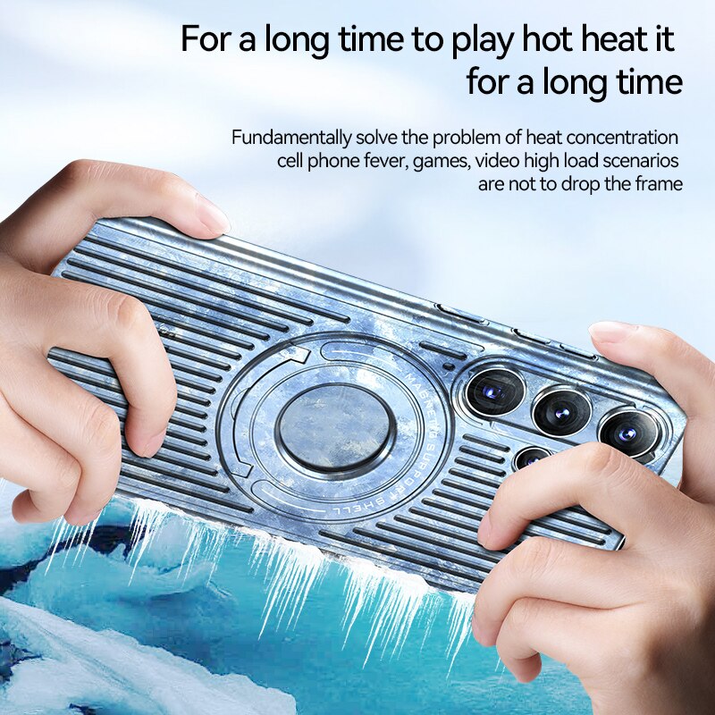 Samsung S23 Ultra Case Skeleton Cooling With Stand Shockproof Fingerprint Resistant Magnetic Phone Cover For Galaxy S23plus